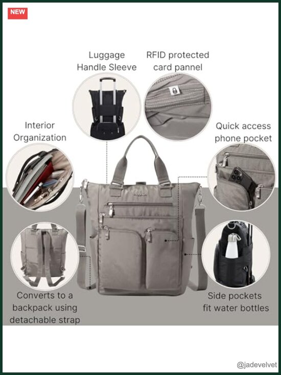 3-in-1 Convertible Backpack Tote Crossbody RFID Travel Bag 15\